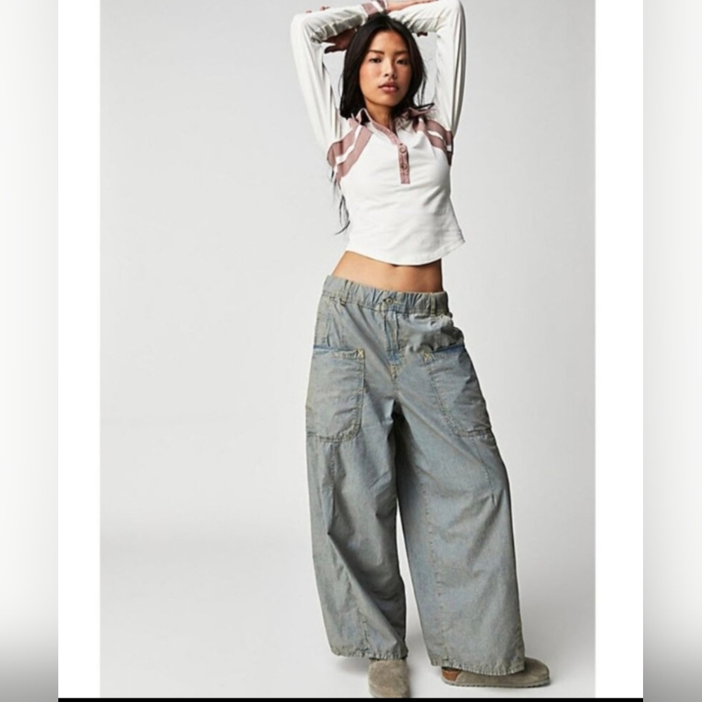 Free People Gray Flare Wide Leg Jeans
